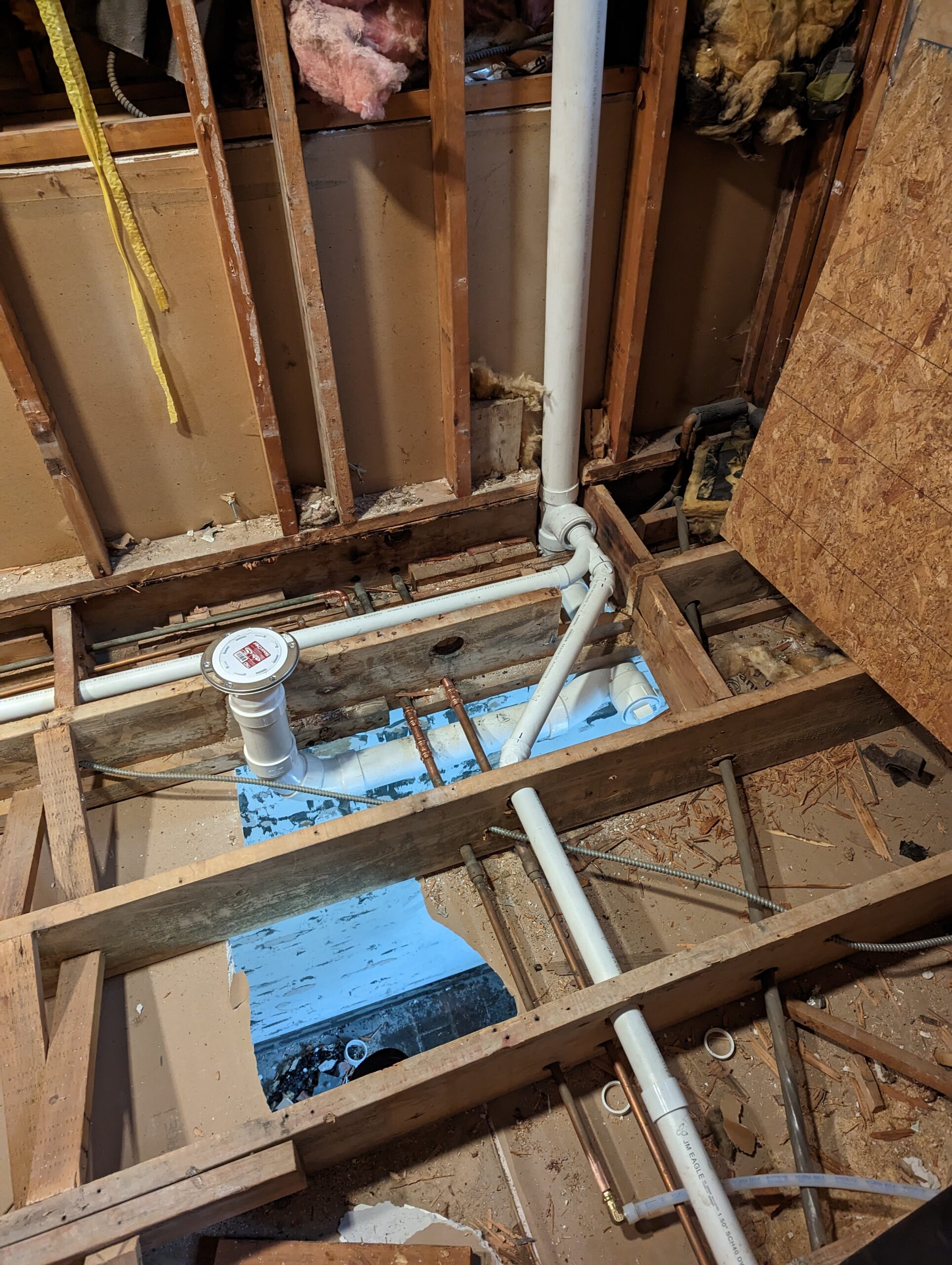 Bathroom plumbing rough-in PVC drains Newburgh NY