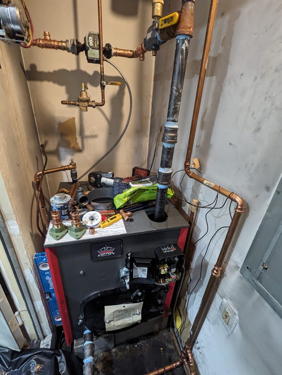 Gas boiler installation with new near-boiler piping — Walden NY